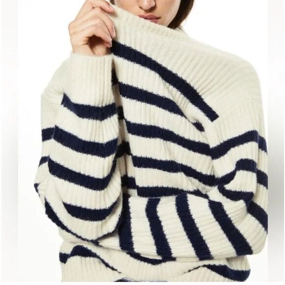 H&M Stripe Wool mixed Crewneck slouchy Sweater sz.L Gently used - Picture 3 of 11